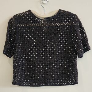 Zara Black Eyelet Crop Top
